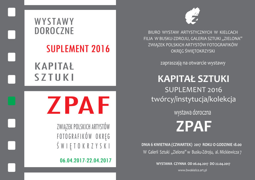 Kapita³ Sztuki ZPAF 2016 Zaproszenie