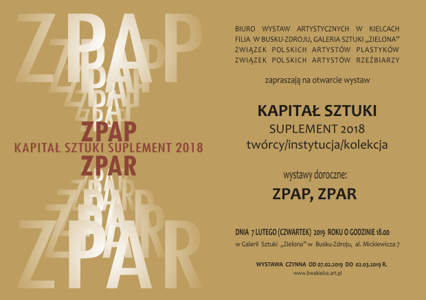 Kapita³ Sztuki ZPAP, ZPAR 18 Zaproszenie  07.02.19
